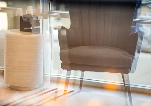 A soft armchair in the waiting room.